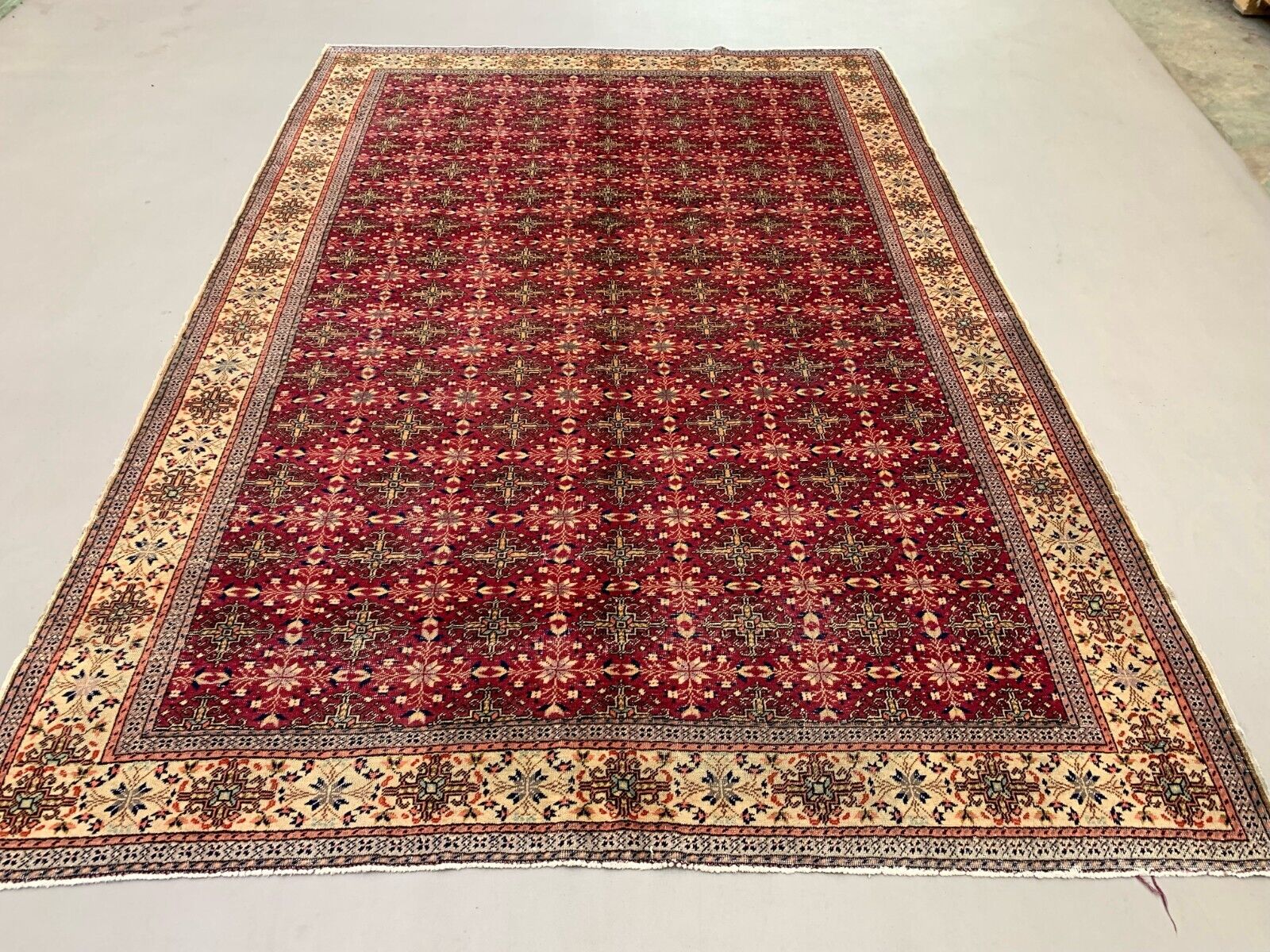 Vintage Turkish Rug 279x193 cm, Tribal Wool Carpet Large