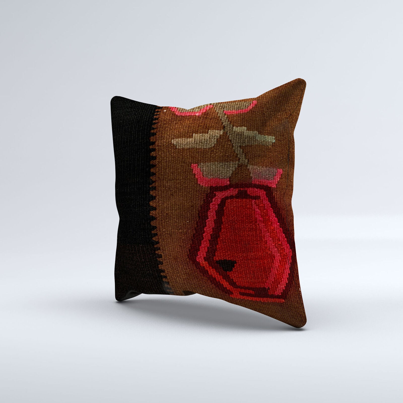 Vintage Turkish Kilim Cushion Cover 40x40 cm Square Wool Kelim Pillowcase  40884