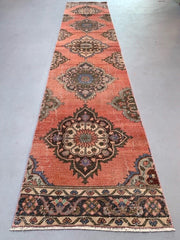 Distressed Turkish Runner 398x81 cm wool Vintage Tribal Rug