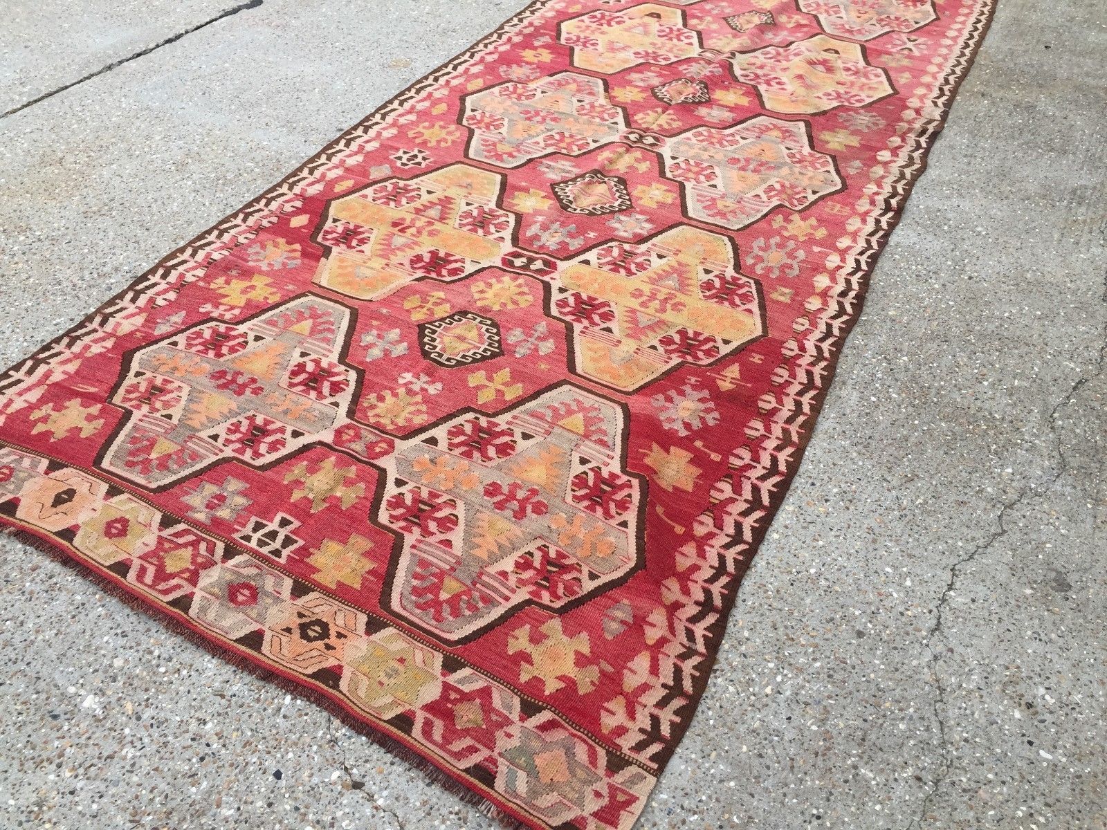 Vintage Turkish Kilim Kelim Rug 370x145 cm shabby chic wool, country home, boho Antiques:Carpets & Rugs kilimshop.myshopify.com