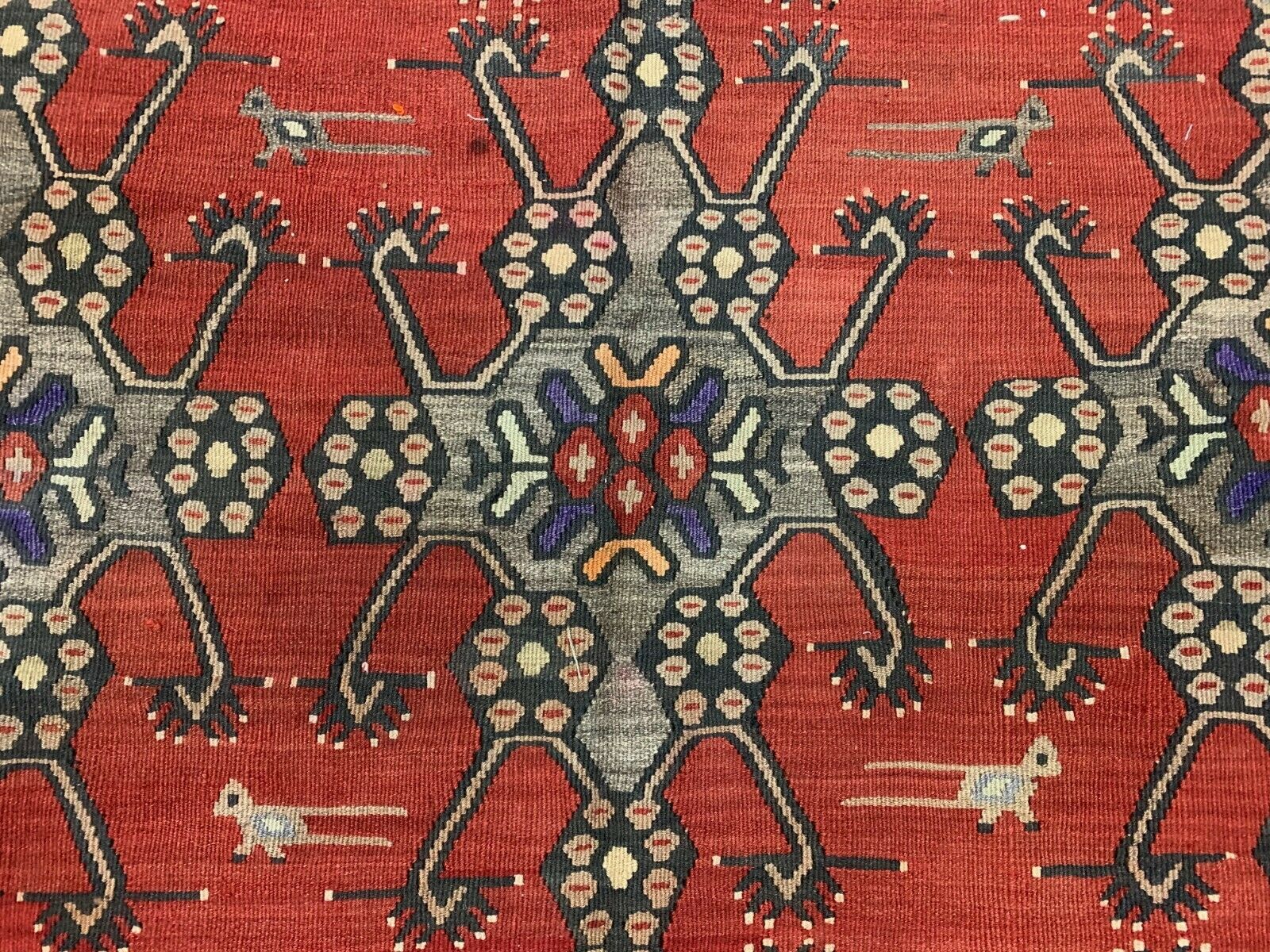 Vintage Turkish Kilim 375x214 cm Kelim Wool Rug Large Red, Black kilimshop.myshopify.com