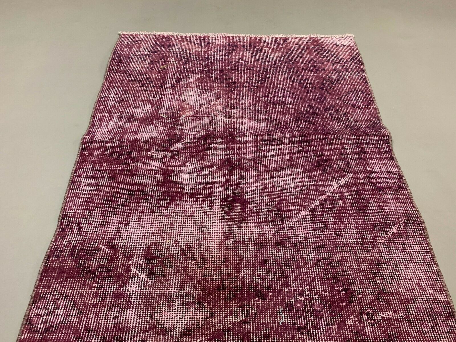 Distressed Turkish Narrow Runner 253x77 cm wool Vintage rug, Overdyed Purple kilimshop.myshopify.com