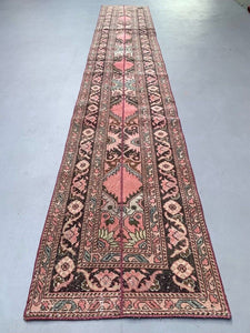Distressed Turkish Narrow Runner 409x70 cm wool Vintage Tribal Rug