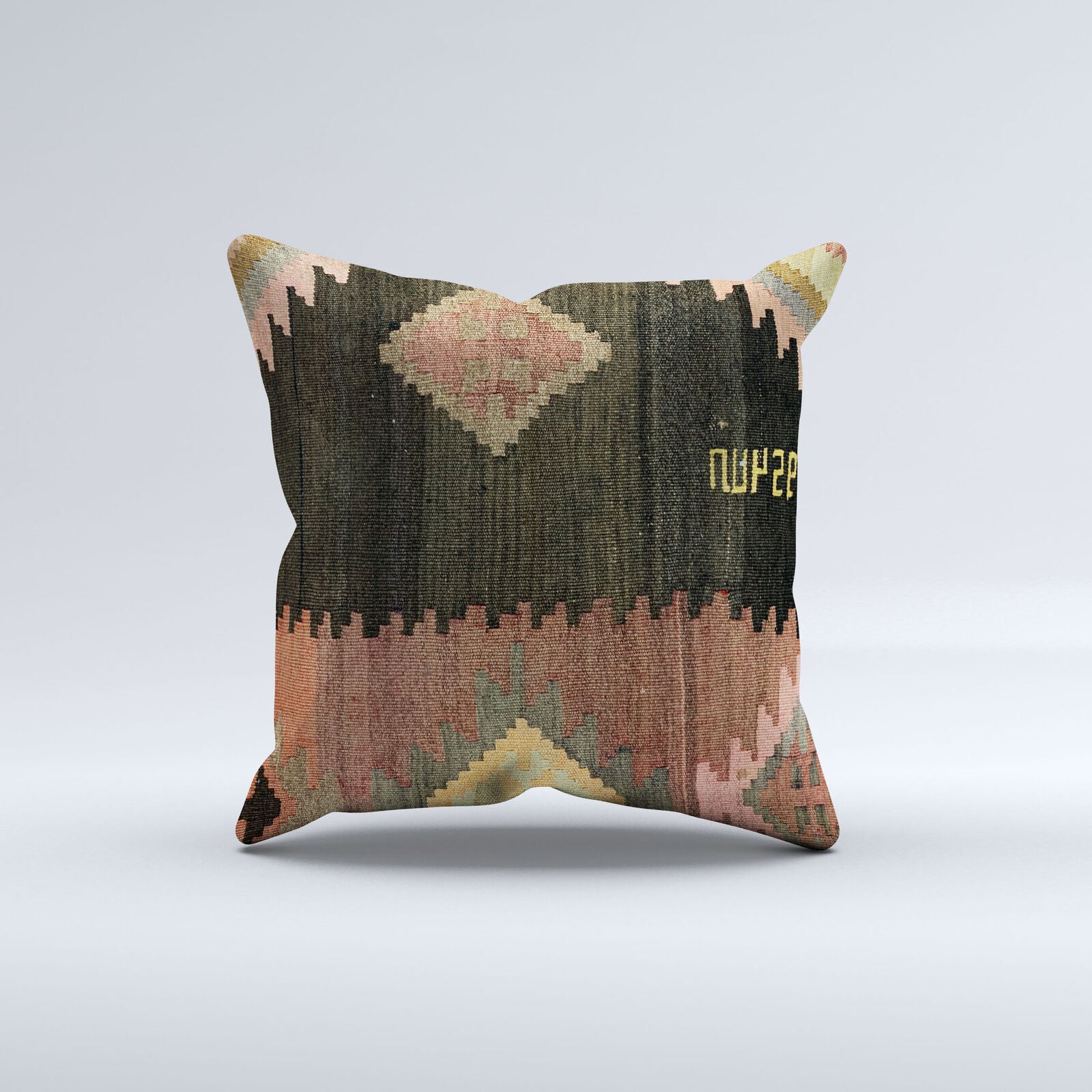 Vintage Turkish Kilim Cushion Cover 60x60 cm Square Wool Kelim Pillowcase 66453