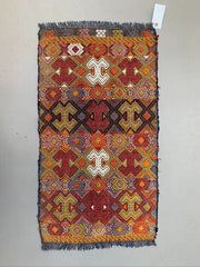 Vintage Turkish Mini Kilim 87x47 cm Wool Small Kelim Runner, shabby Chic