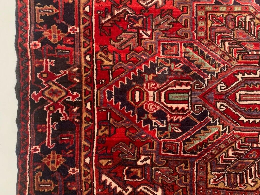 Antique Heriz Rug 335x235 cm Wool Oriental Hand Made Carpet Red, Brown, Blue