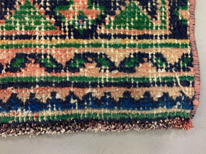 Distressed Turkish Runner 360x79 cm wool Vintage Tribal Rug Pink Green kilimshop.myshopify.com