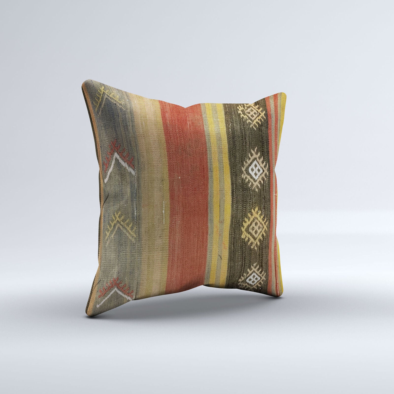 Vintage Turkish Kilim Cushion Cover 60x60 cm Square Wool Kelim Pillowcase 66461