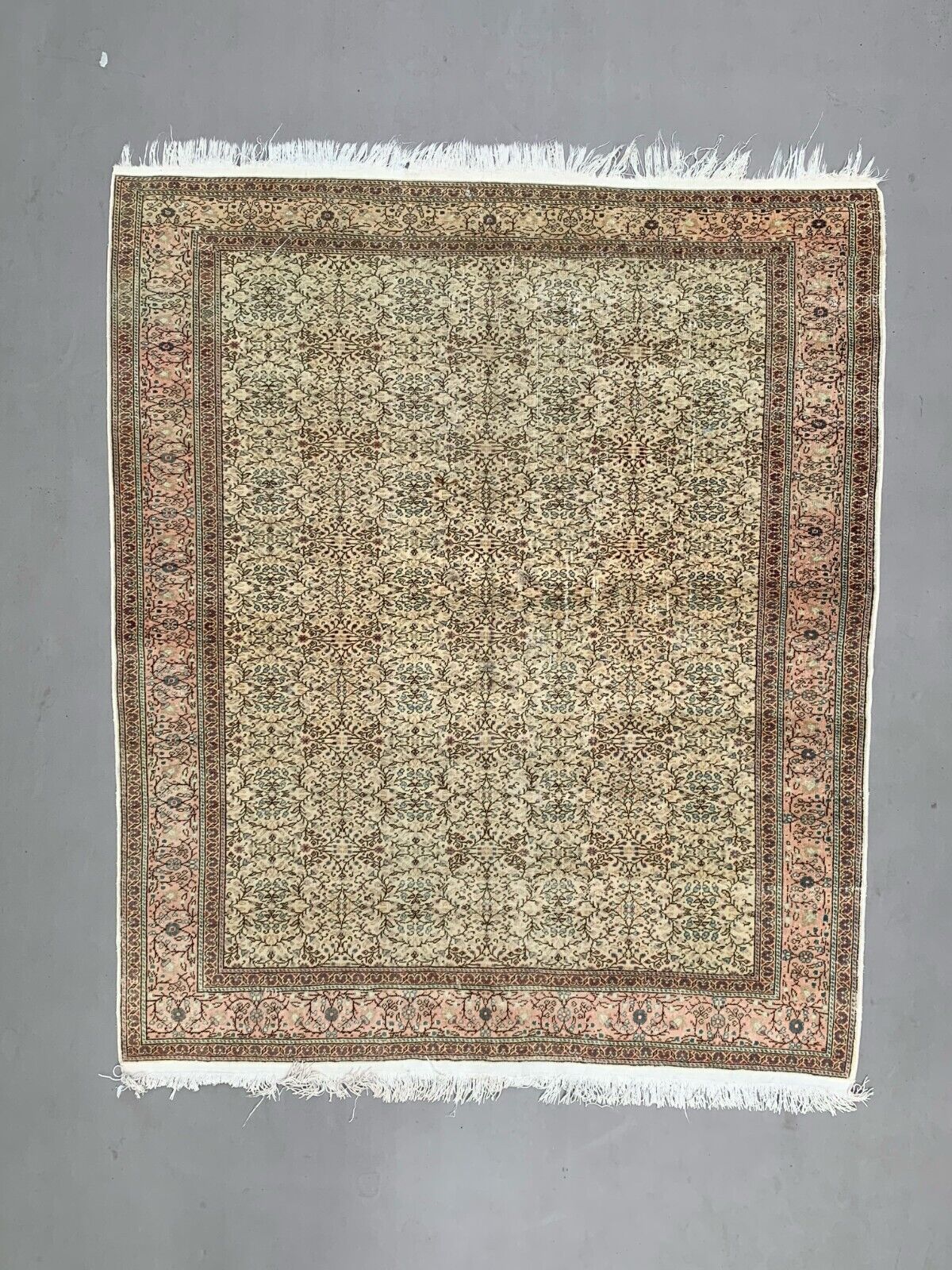 Vintage Square Turkish Rug 245x200 cm, Tribal Wool Carpet Larg