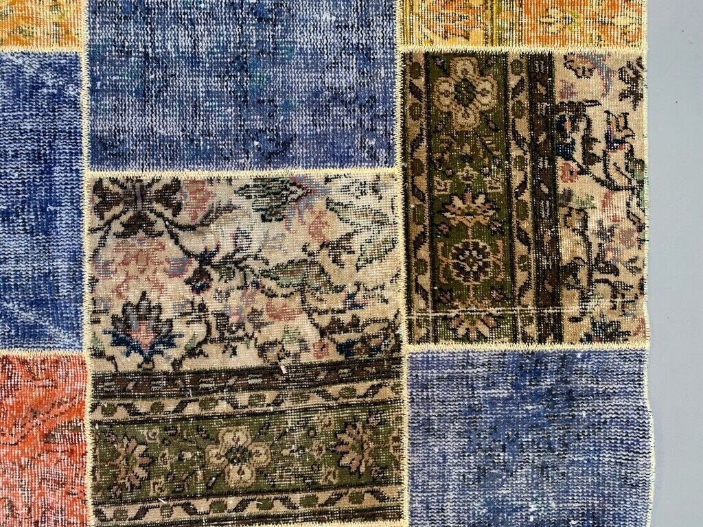 Turkish Patchwork Rugs Distressed Vintage Turkish Patchwork Rug 250x167 cm Wool Large – KilimShop