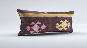 Vintage Turkish Kilim Cushion Cover 30x60 cm Lumbar Wool Kelim Pillowcase 36471