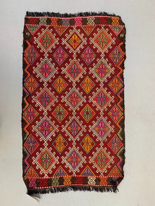 Vintage Turkish Mini Kilim 96x54 cm Wool Small Kelim Runner, shabby Chic