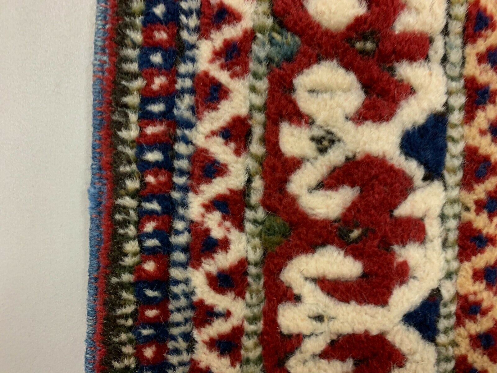 Vintage Turkish Bergama Rug  200x120 cm Red Blue and Beige kilimshop.myshopify.com