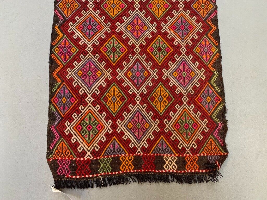 Vintage Turkish Mini Kilim 96x54 cm Wool Small Kelim Runner, shabby Chic