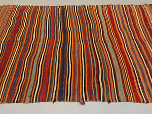 Vintage Qasgai Kilim 265x156 cm Wool Kelim Rug Large Red, Black, Pink, Colorful