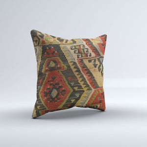 Vintage Turkish Kilim Cushion Cover 40x40 cm Square Wool Kelim Pillowcase  40867