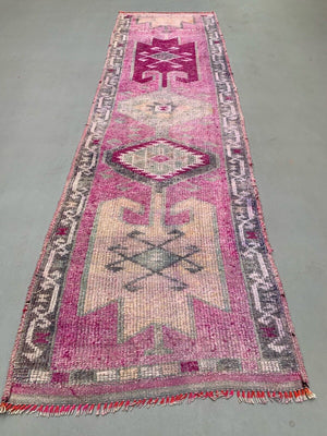 Vintage Turkish  Tribal Runner 350x106 cm veg dye wool rug tribal, handmade