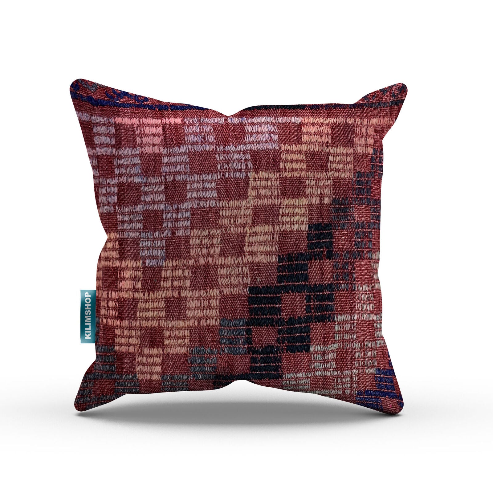 Vintage Kilim Cushion Cover 40x40 cm Square Wool Kelim Pillow Moroccan Decor