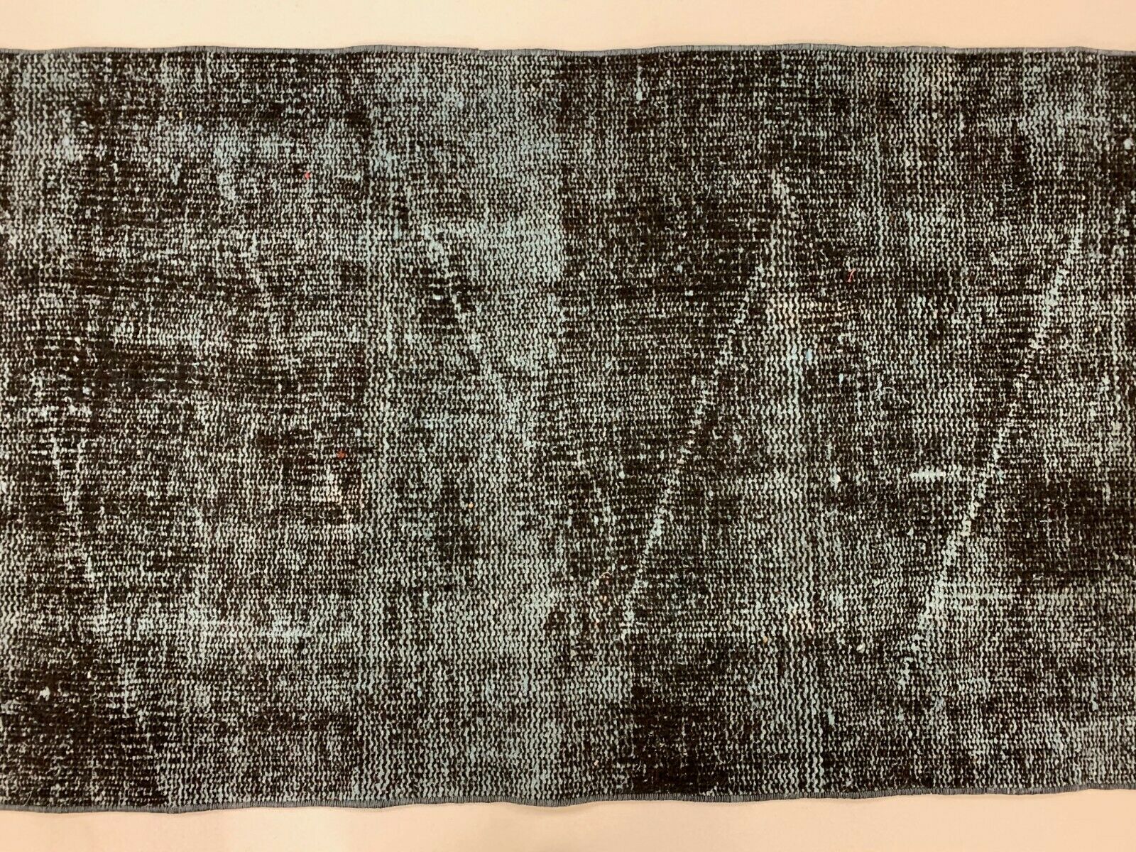 Distressed Turkish Narrow Runner 295x65 cm wool Vintage rug, Overdyed Black kilimshop.myshopify.com