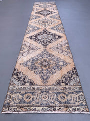 Distressed Turkish Runner 392x80 cm wool Vintage Tribal Rug
