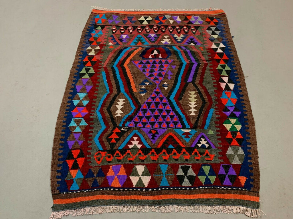 Traditional Turkish Kilim Rug shabby vintage wool Boho Kelim 105x83 cm Small Antiques:Carpets & Rugs kilimshop.myshopify.com