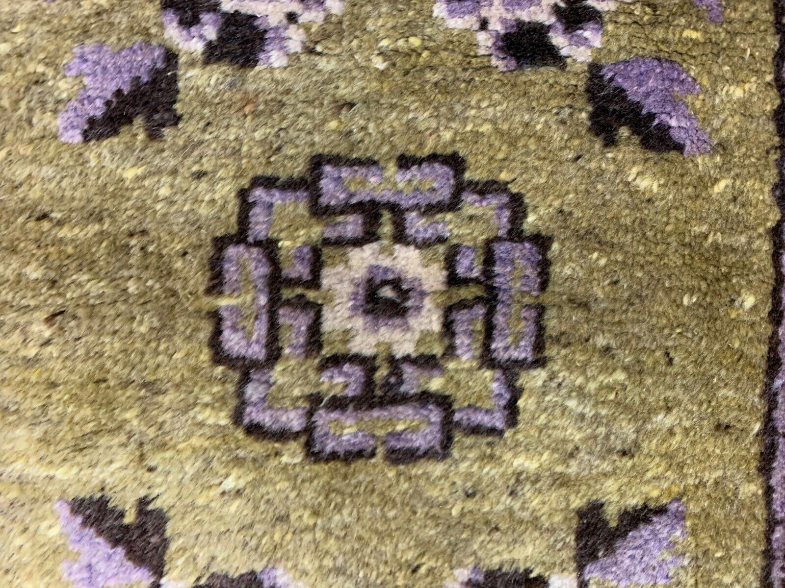 Antique Chinese Pao Tao Rug 145x68 cm, Wool, Gold and Brown kilimshop.myshopify.com