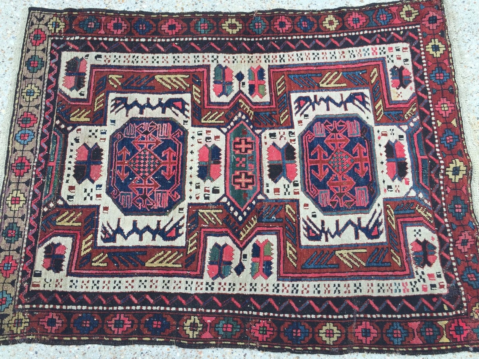 Old Kazak Rug Wool Oriental HandMade 140x105cm vintage carpet Turkish Persian Antiques:Carpets & Rugs kilimshop.myshopify.com