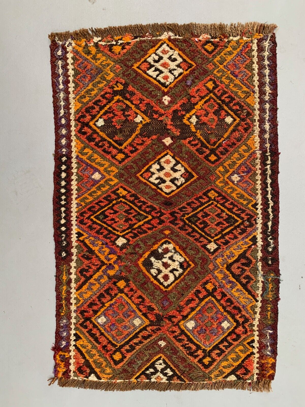 Vintage Turkish Mini Kilim 77x47 cm Wool Small Kelim Runner