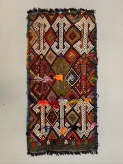 Vintage Turkish Mini Kilim 99x48 cm Wool Small Kelim Runner, shabby Chic