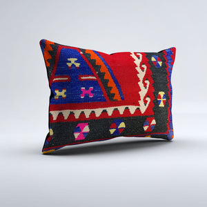 Vintage Turkish Kilim Cushion Cover 60x40 cm Square Wool Kelim Pillowcase 64724
