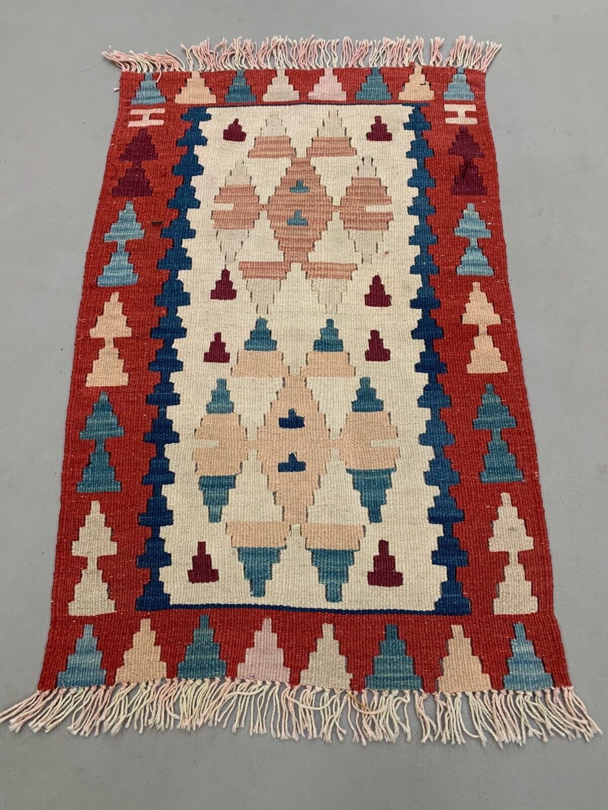 Vintage Turkish Mini Kilim 94x60 cm Wool Small Kelim Runner