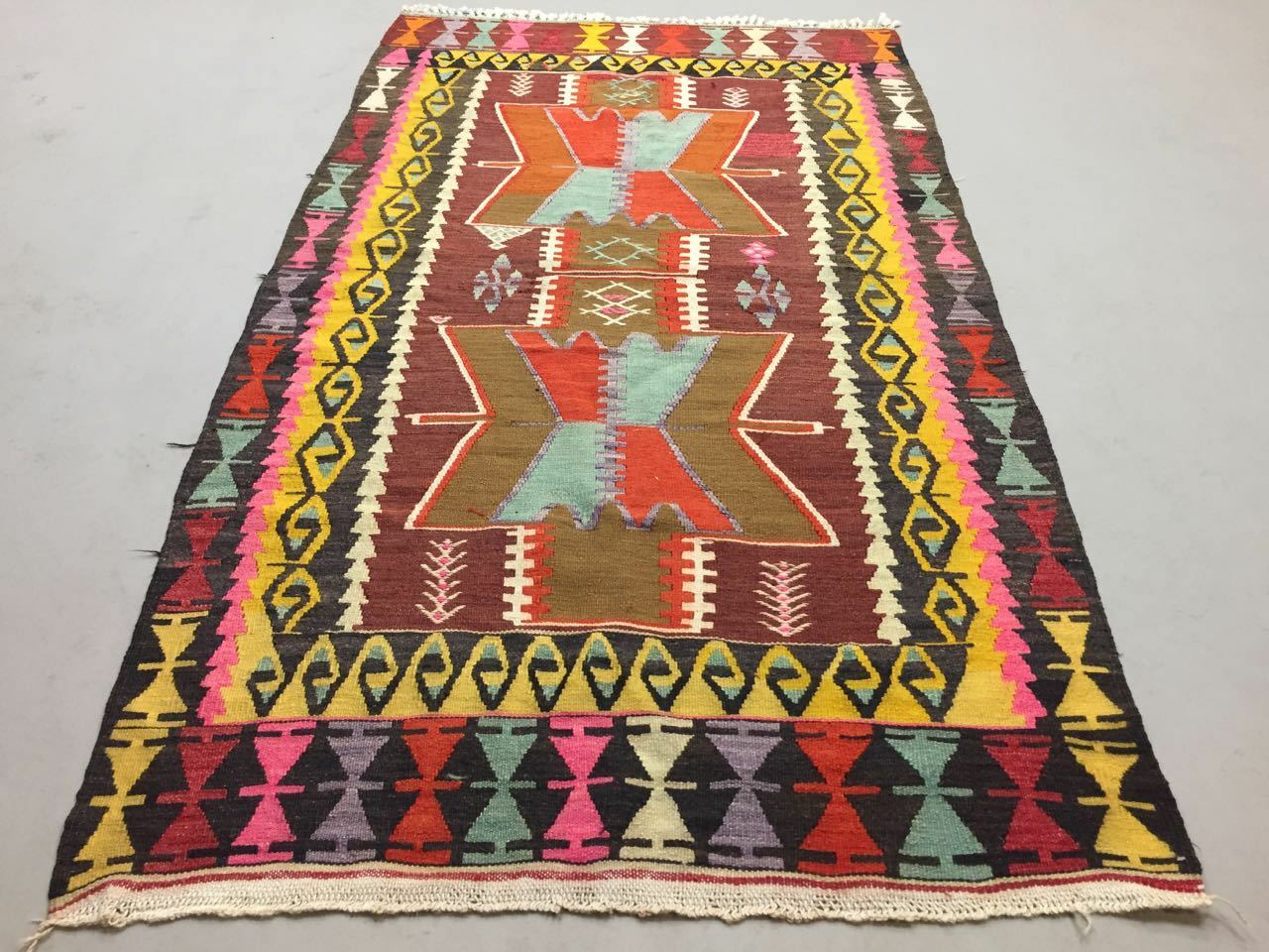 Colourful old Turkish Kilim Rug shabby vintage Antique Kelim 195x109cm Medium Antiques:Carpets & Rugs kilimshop.myshopify.com