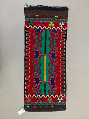 Vintage Turkish Mini Kilim 114x47 cm Wool Small Kelim Runner, shabby Chic