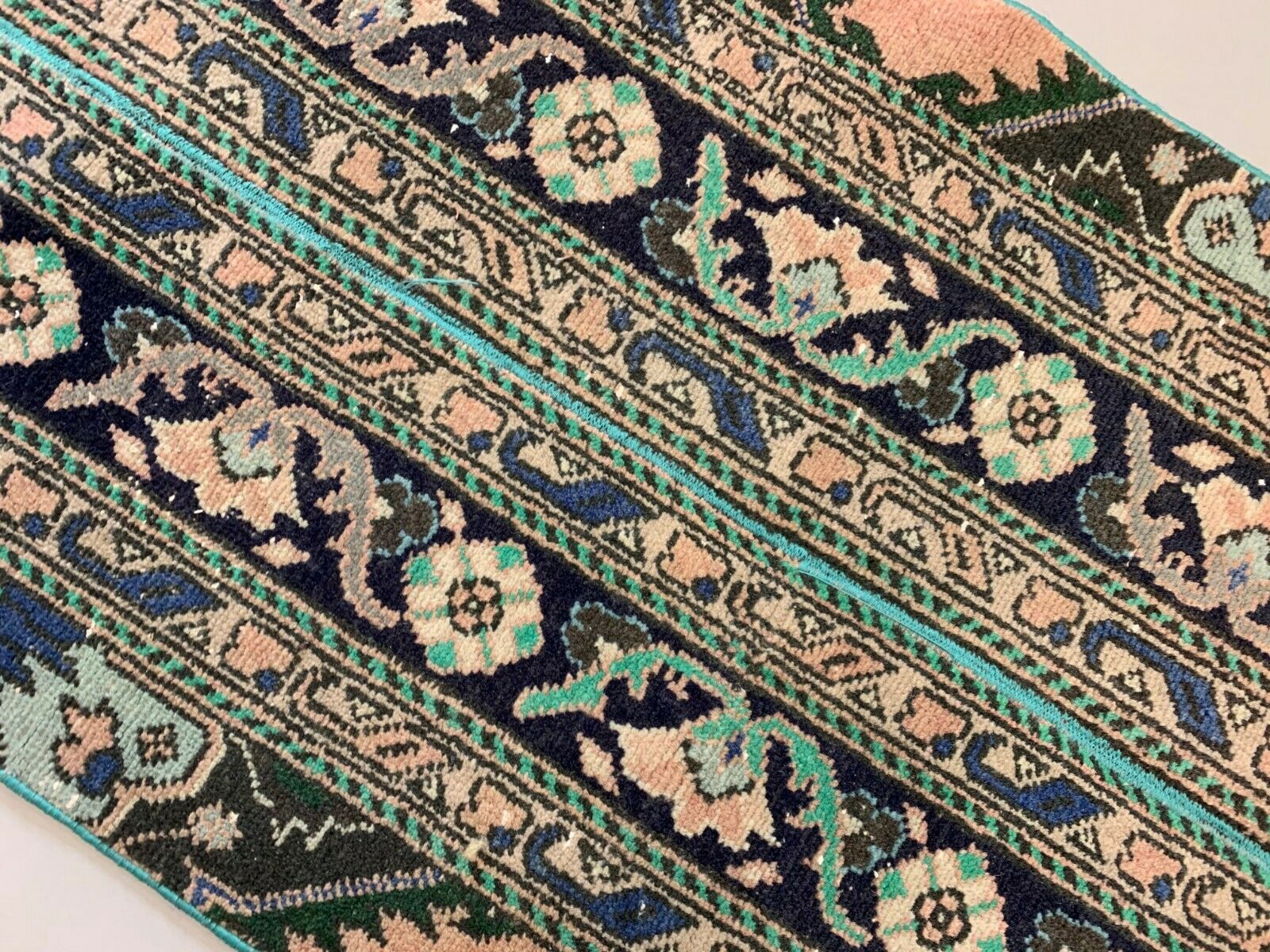 Distressed Turkish Rug 115x68 cm Vintage Shabby, Tribal Red, Green, Brown Small kilimshop.myshopify.com