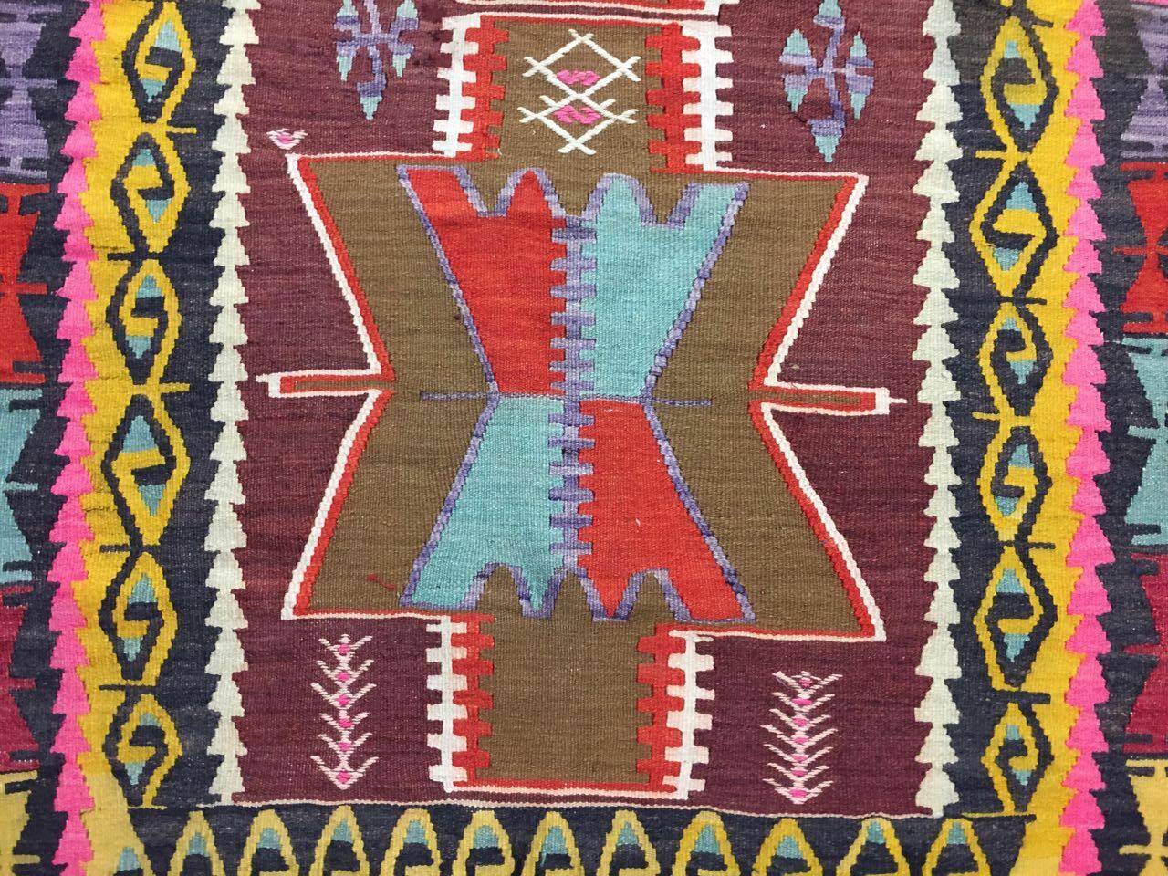 Colourful old Turkish Kilim Rug shabby vintage Antique Kelim 195x109cm Medium Antiques:Carpets & Rugs kilimshop.myshopify.com