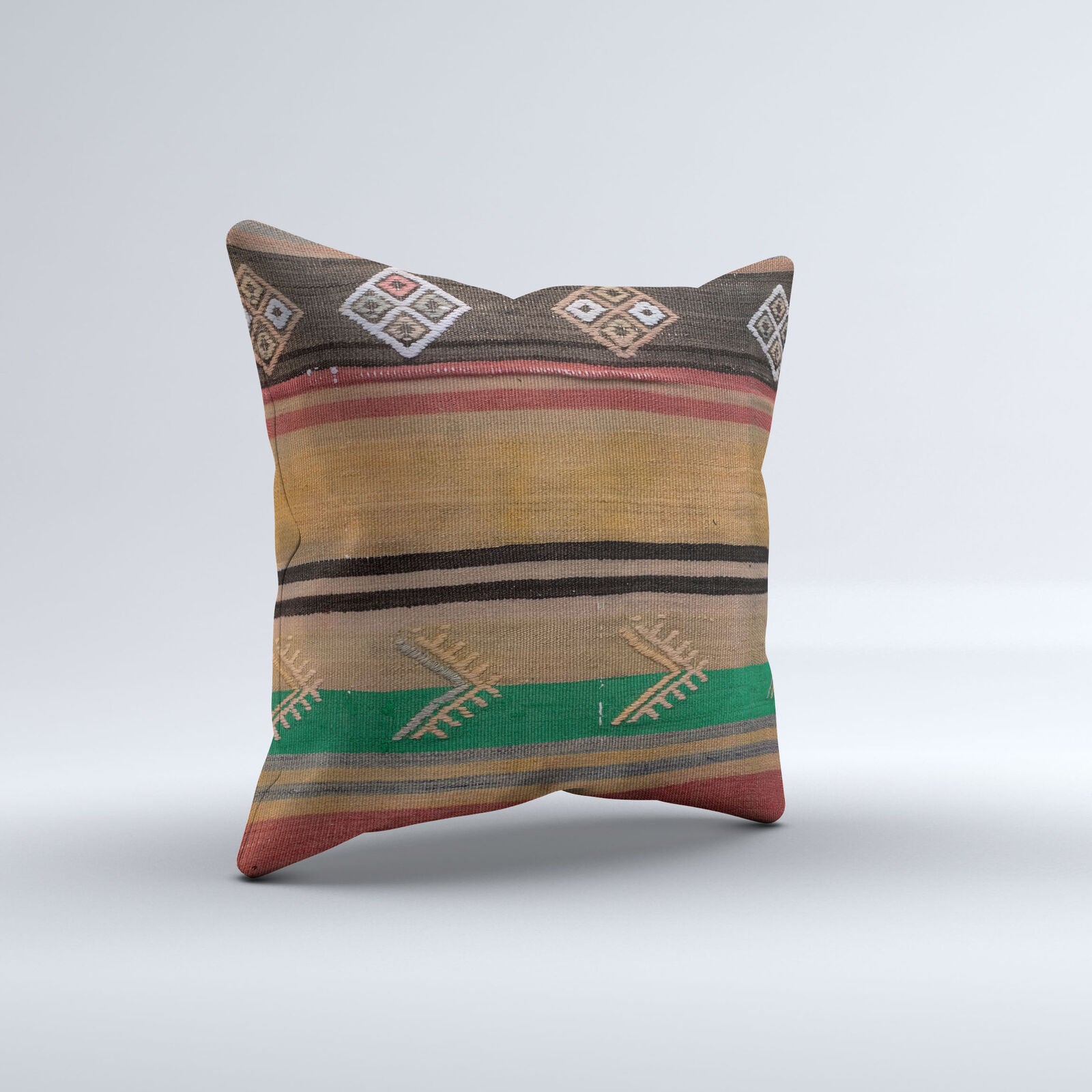 Vintage Turkish Kilim Cushion Cover 50x50 cm Square Wool Kelim Pillowcase 50443