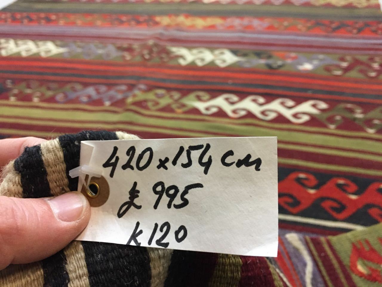 Antique Turkish Kilim Rug shabby vintage old country home Kelim 420x154cm large Antiques:Carpets & Rugs kilimshop.myshopify.com