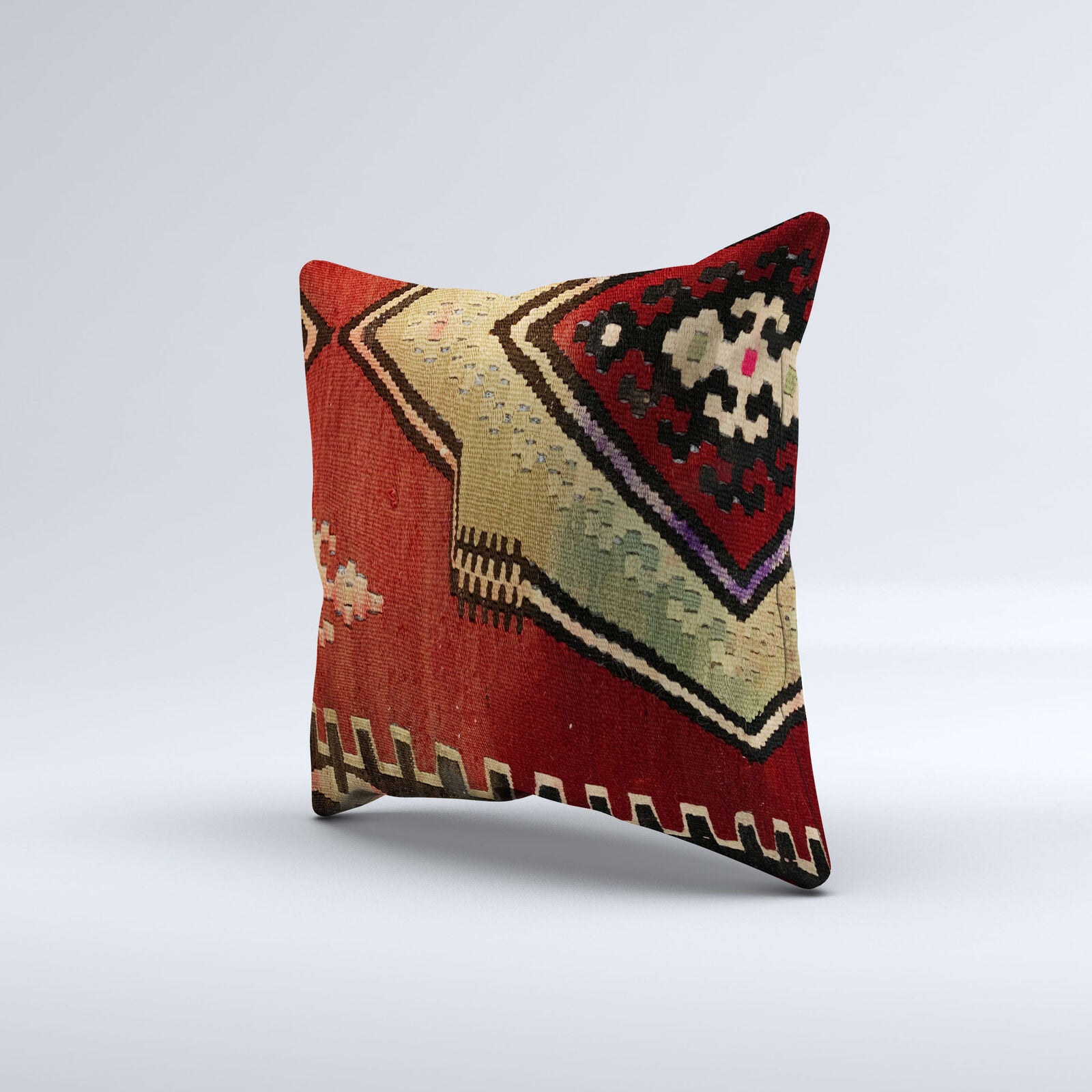 Vintage Turkish Kilim Cushion Cover 60x60 cm Square Wool Kelim Pillowcase 66460