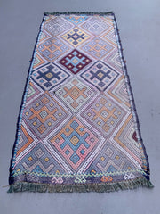 Vintage Turkish Mini Kilim 100x45 cm Wool Small Kelim