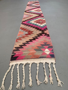 Old Turkish narrow Kilim Runner 337x46 cm shabby chic, vintage kelim