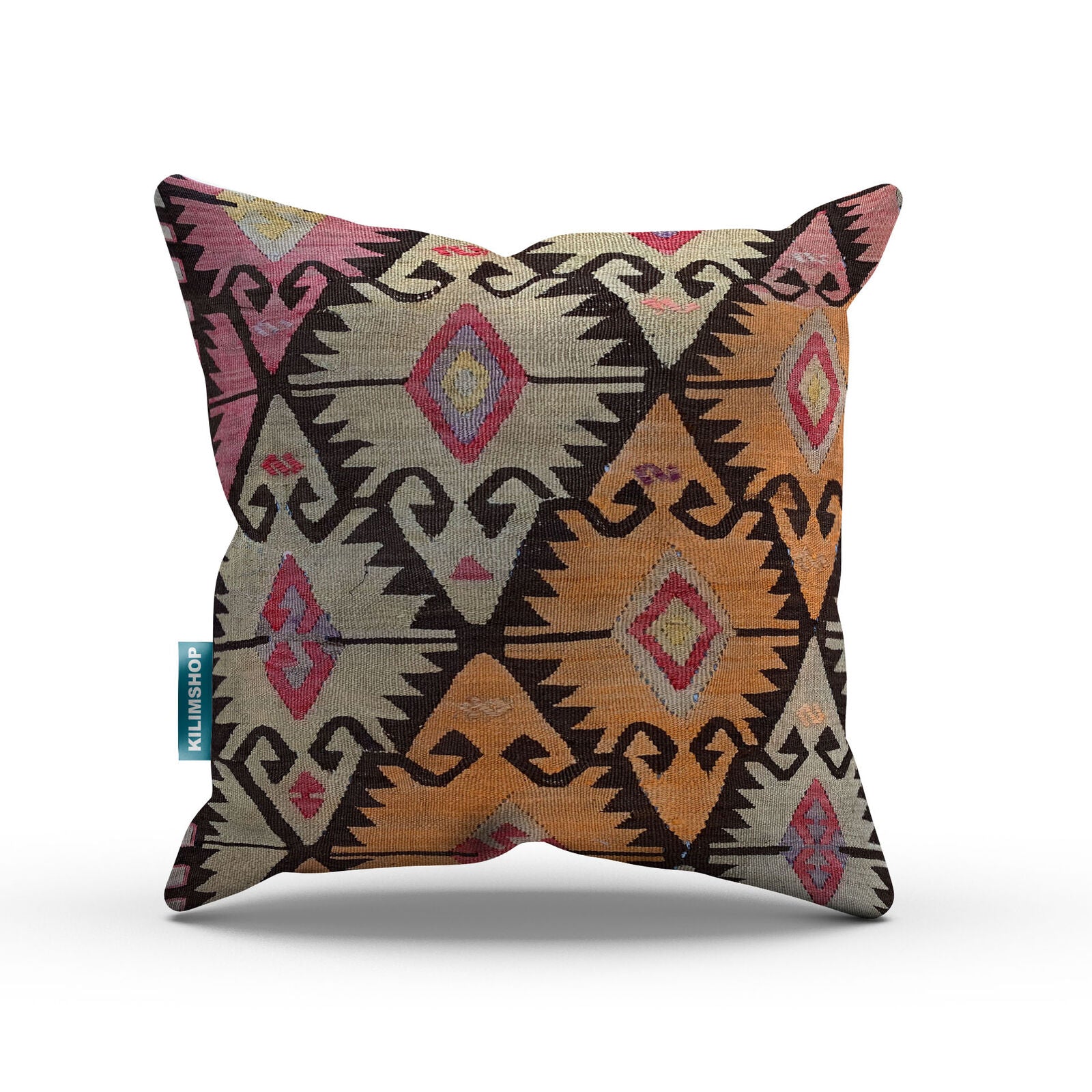 Turkish Kilim Cushion Cover 60x60 cm Square Wool Kelim Pillow Moroccan  66390