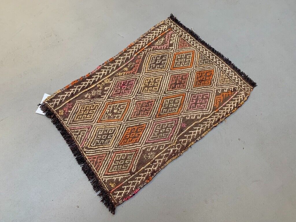 Vintage Turkish Mini Kilim 75x51 cm Wool Small Kelim Runner, shabby Chic