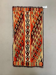 Vintage Turkish Mini Kilim 107x55 cm Wool Small Kelim Runner, shabby Chic