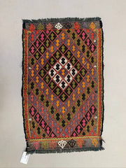 Vintage Turkish Mini Kilim 82x50 cm Wool Small Kelim Runner, shabby Chic