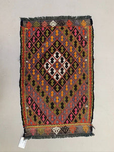 Vintage Turkish Mini Kilim 82x50 cm Wool Small Kelim Runner, shabby Chic