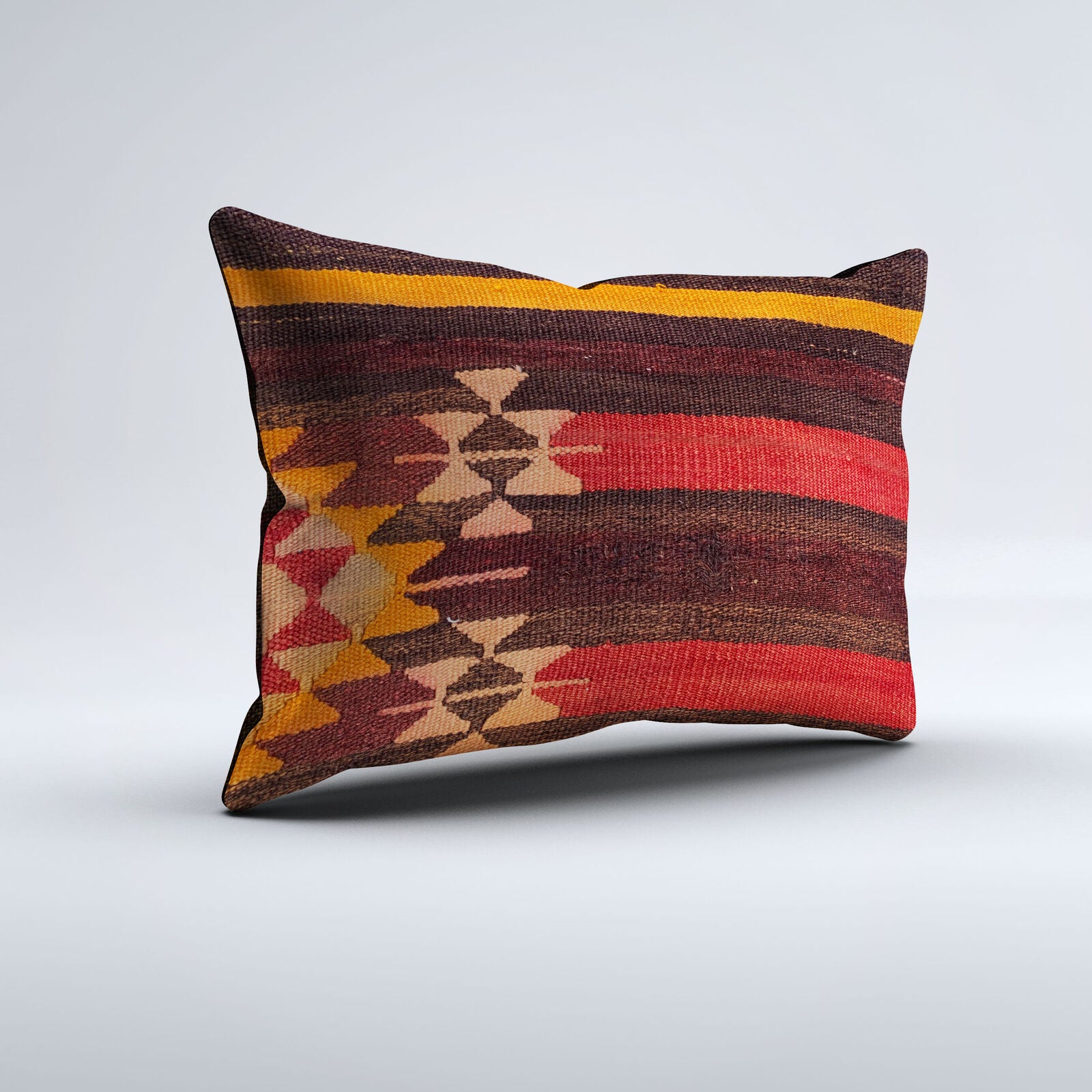 Vintage Turkish Kilim Cushion Cover 60x40 cm Square Wool Kelim Pillowcase 64695