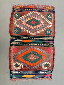 Vintage Turkish Mini Kilim 80x48 cm Wool Small Kelim Runner, shabby Chic