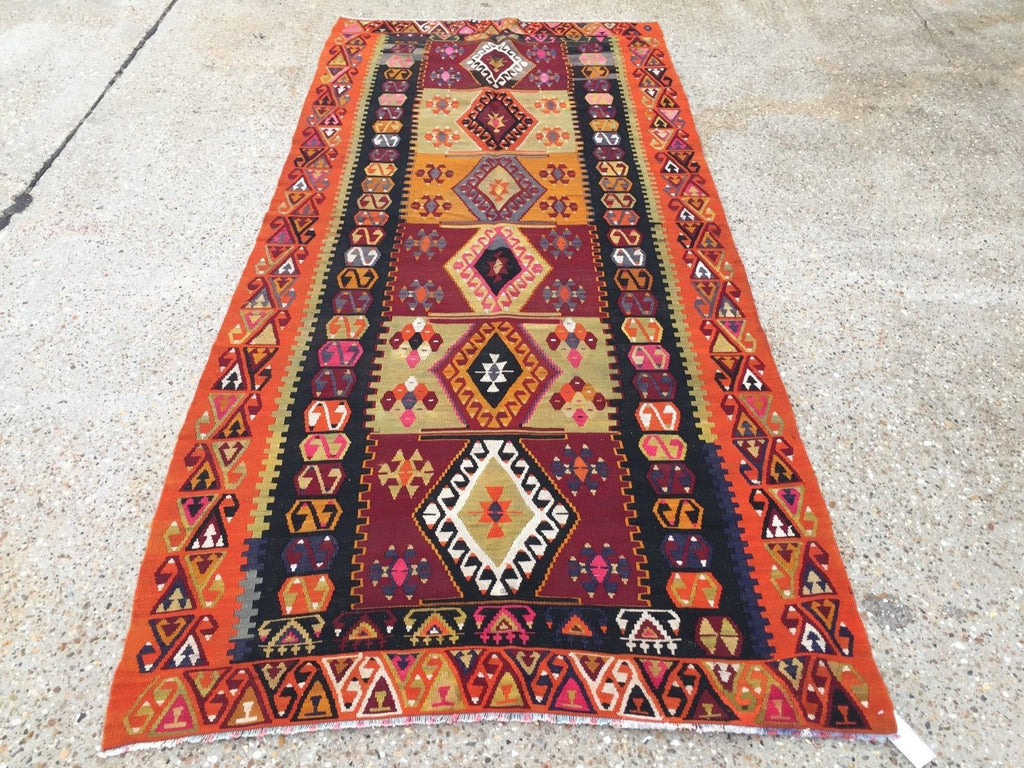 Vintage Turkish Kilim Kelim Rug 256x116 cm shabby chic wool, country home, boho Antiques:Carpets & Rugs kilimshop.myshopify.com