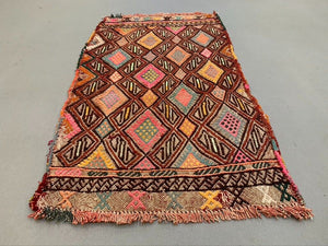 Vintage Turkish Mini Kilim 87x50 cm Wool Small Kelim Runner, shabby Chic