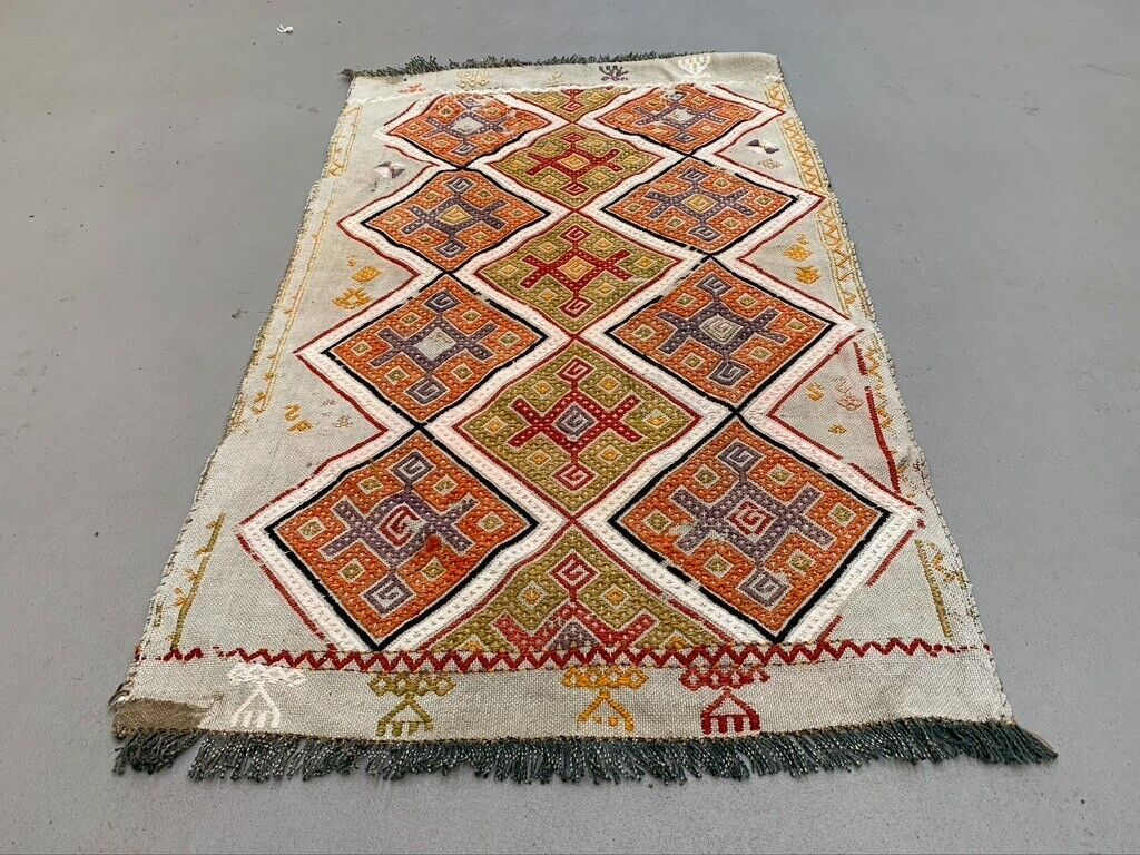 Vintage Turkish Mini Kilim 86x49 cm Wool Small Kelim Runner, shabby Chic